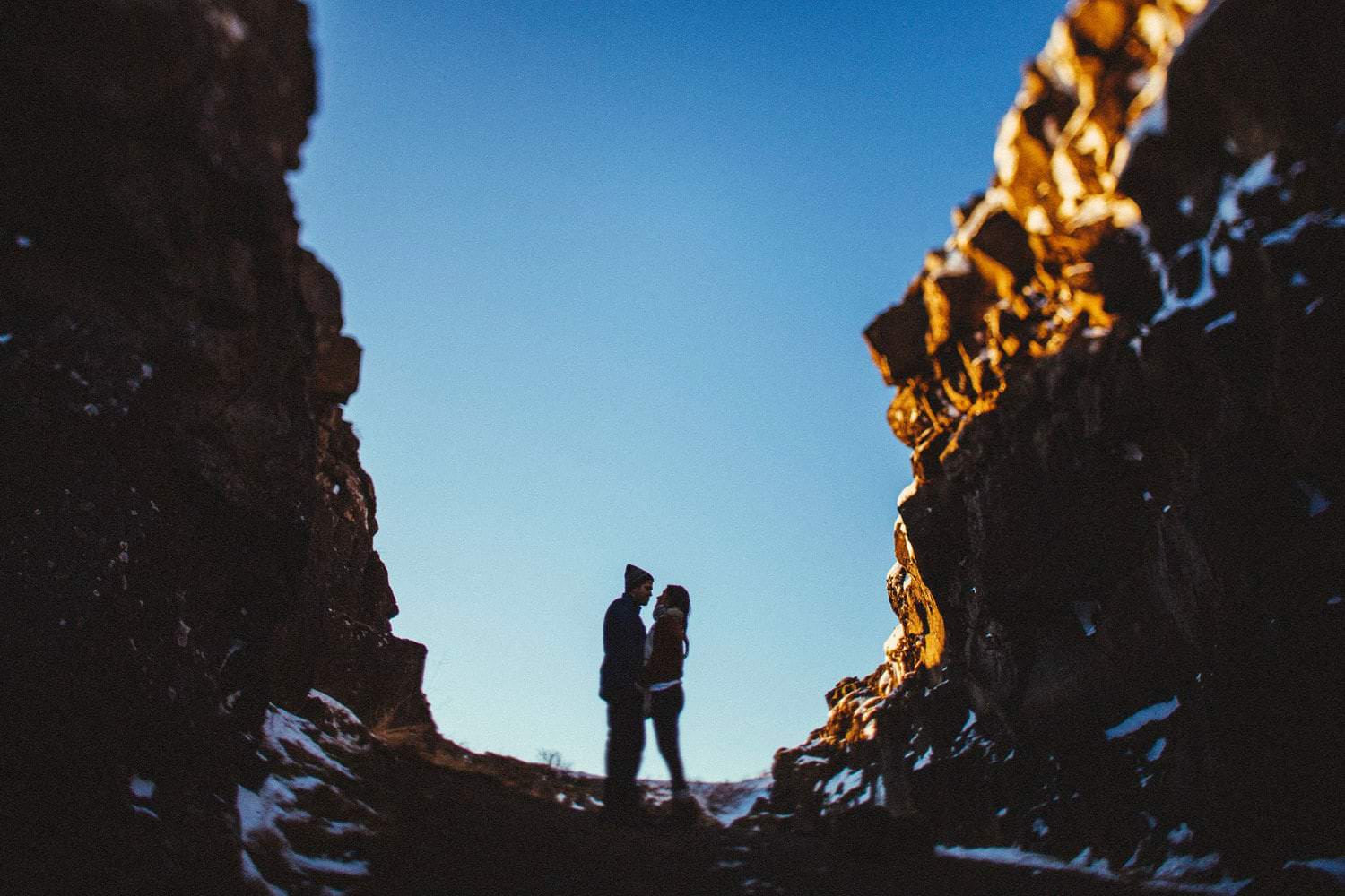 winter engagement session iceland